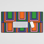 Colorful Retro Geometric Mod Portes Pattern II Orange Pink Green Blue  Desk Mat Gallery Image 1