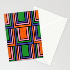 Colorful Retro Geometric Mod Portes Pattern II Orange Pink Green Blue  Stationery Card Gallery Image 2