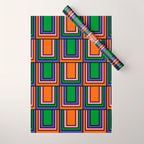 Colorful Retro Geometric Mod Portes Pattern II Orange Pink Green Blue  Wrapping Paper Gallery Image 1