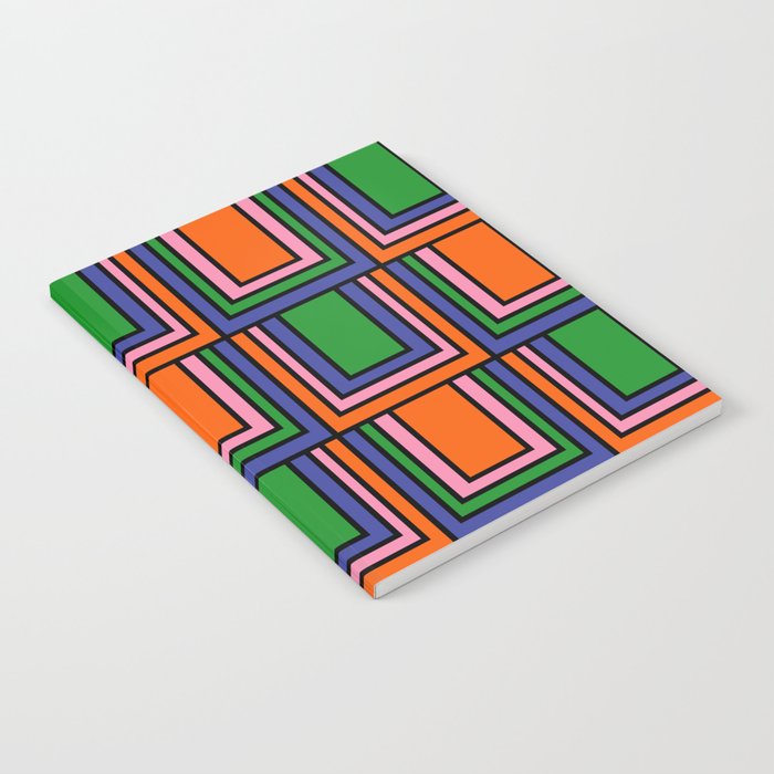 Colorful Retro Geometric Mod Portes Pattern II Orange Pink Green Blue  Notebook Gallery Image 1