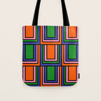 Colorful Retro Geometric Mod Portes Pattern II Orange Pink Green Blue  Tote Bag Gallery Image 1