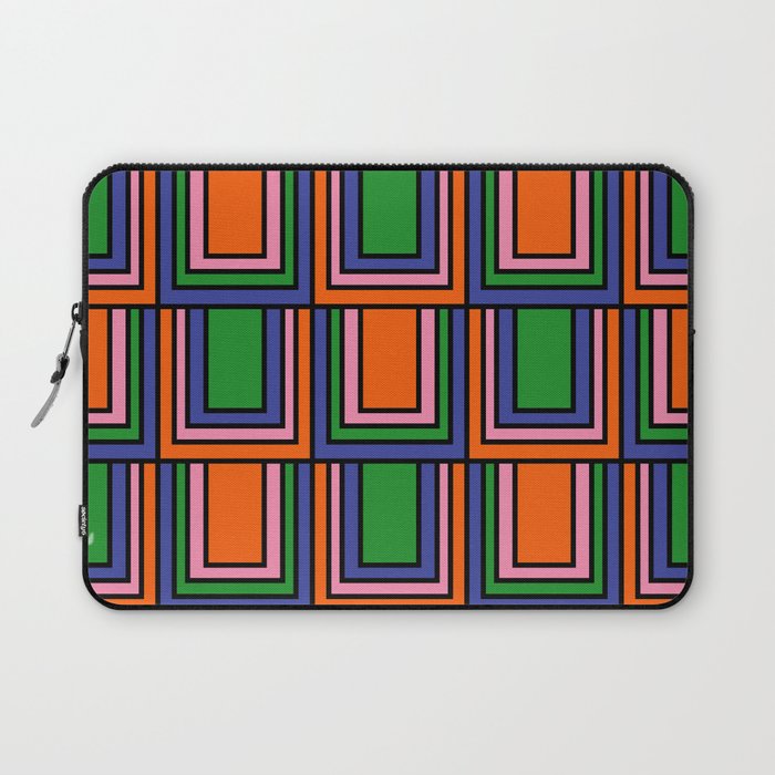 Colorful Retro Geometric Mod Portes Pattern II Orange Pink Green Blue  Laptop Sleeve Gallery Image 1