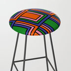 Colorful Retro Geometric Mod Portes Pattern II Orange Pink Green Blue  Stool Gallery Image 2