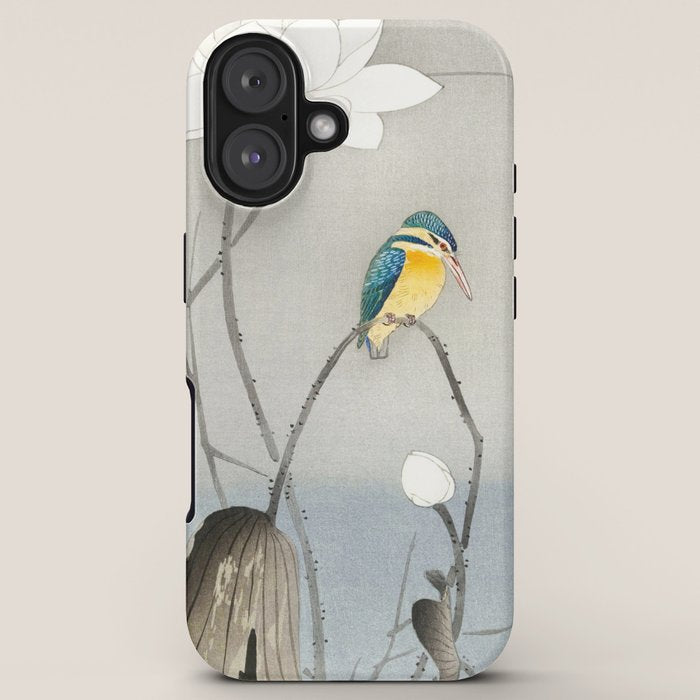Kingfisher sitting on a lotus flower - Vintage Japanese Woodblock Print Art iPhone Case Gallery Image 5