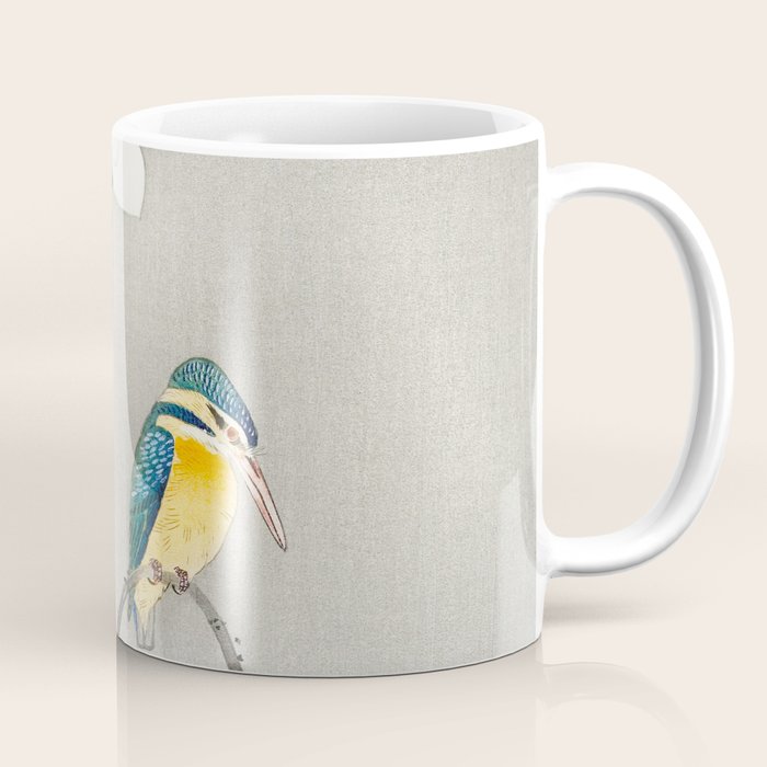 Kingfisher sitting on a lotus flower - Vintage Japanese Woodblock Print Art Coffee Mug Gallery Image 1