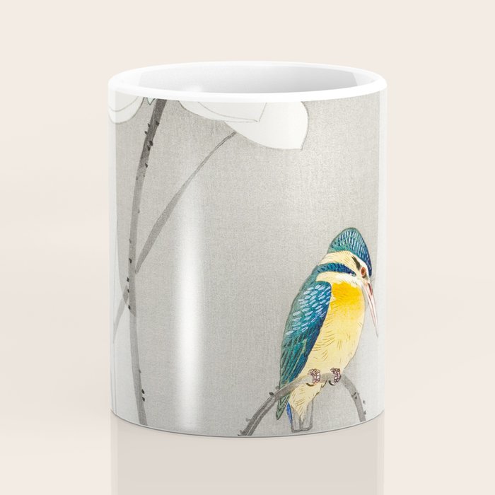 Kingfisher sitting on a lotus flower - Vintage Japanese Woodblock Print Art Coffee Mug Gallery Image 4