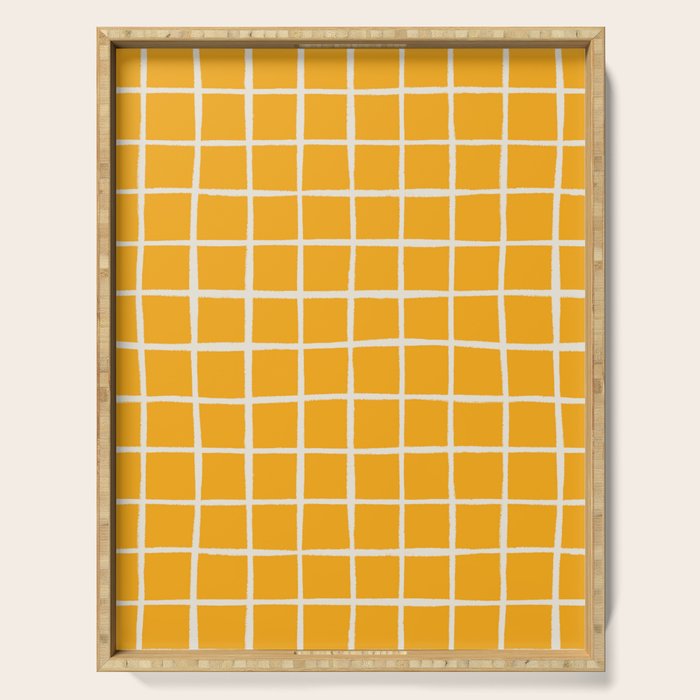 Criss Cross Stripes - Saffron Yellow Serving Tray Gallery Image 1
