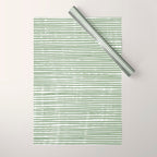 Abstract Stripes, Sage Green, Boho Wall Art Wrapping Paper Gallery Image 1
