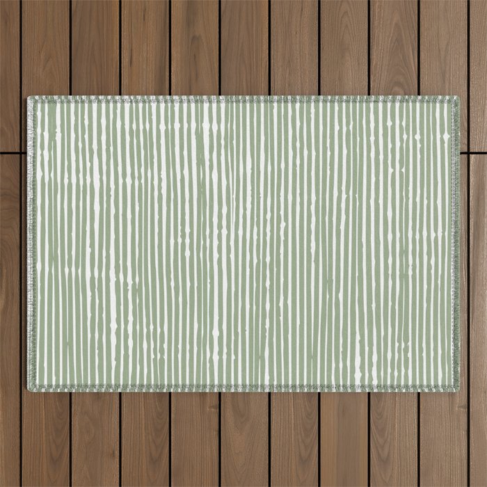 Abstract Stripes, Sage Green, Boho Wall Art Outdoor Rug Gallery Image 1