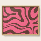 Modern Retro Liquid Swirl Abstract Pattern in Eclectic Pink and Brown Serving Tray Gallery Image 1