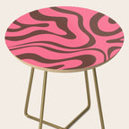 Modern Retro Liquid Swirl Abstract Pattern in Eclectic Pink and Brown Side Table Gallery Image 2