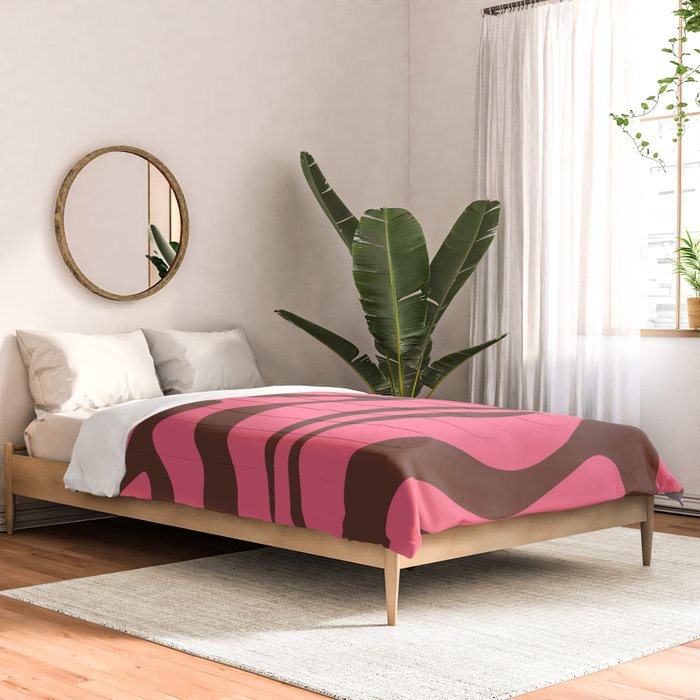 Modern Retro Liquid Swirl Abstract Pattern in Eclectic Pink and Brown Comforter Gallery Image 2