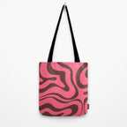 Modern Retro Liquid Swirl Abstract Pattern in Eclectic Pink and Brown Tote Bag Gallery Image 2