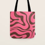 Modern Retro Liquid Swirl Abstract Pattern in Eclectic Pink and Brown Tote Bag Gallery Image 1