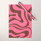 Modern Retro Liquid Swirl Abstract Pattern in Eclectic Pink and Brown Wrapping Paper Gallery Image 1