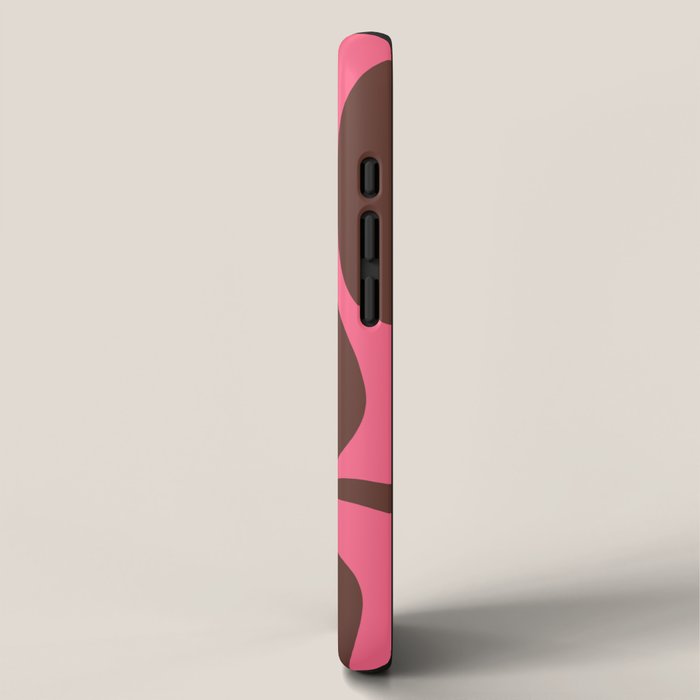 Modern Retro Liquid Swirl Abstract Pattern in Eclectic Pink and Brown iPhone Case Gallery Image 2