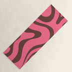 Modern Retro Liquid Swirl Abstract Pattern in Eclectic Pink and Brown Yoga Mat Gallery Image 1