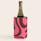 Modern Retro Liquid Swirl Abstract Pattern in Eclectic Pink and Brown Wine Chiller Gallery Image 3