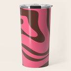 Modern Retro Liquid Swirl Abstract Pattern in Eclectic Pink and Brown Travel Mug Gallery Image 1