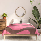 Modern Retro Liquid Swirl Abstract Pattern in Eclectic Pink and Brown Comforter Gallery Image 3