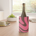 Modern Retro Liquid Swirl Abstract Pattern in Eclectic Pink and Brown Wine Chiller Gallery Image 4