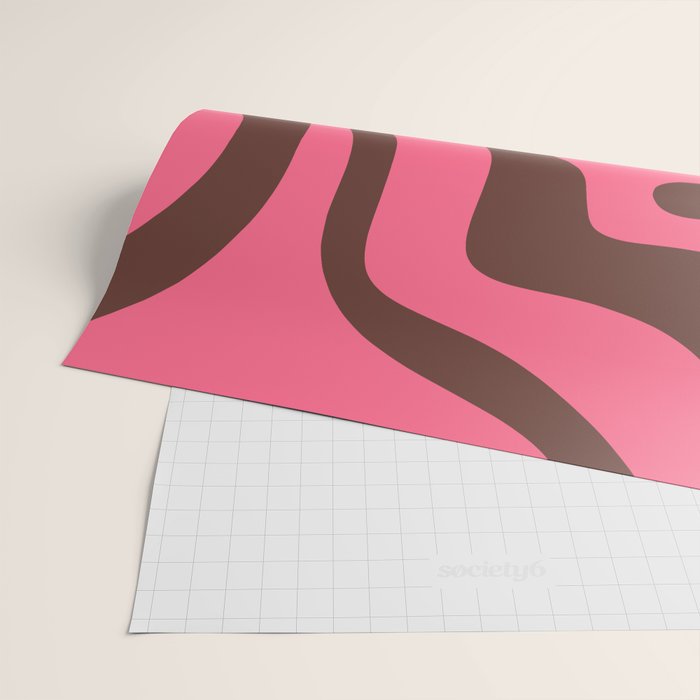 Modern Retro Liquid Swirl Abstract Pattern in Eclectic Pink and Brown Wrapping Paper Gallery Image 2