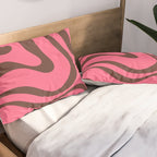 Modern Retro Liquid Swirl Abstract Pattern in Eclectic Pink and Brown Pillow Sham Gallery Image 2