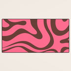 Modern Retro Liquid Swirl Abstract Pattern in Eclectic Pink and Brown Desk Mat Gallery Image 3