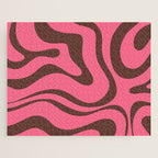 Modern Retro Liquid Swirl Abstract Pattern in Eclectic Pink and Brown Jigsaw Puzzle Gallery Image 1