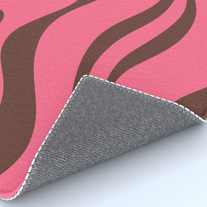 Modern Retro Liquid Swirl Abstract Pattern in Eclectic Pink and Brown Rug Gallery Image 4