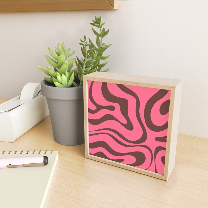Modern Retro Liquid Swirl Abstract Pattern in Eclectic Pink and Brown Mini Art Print Gallery Image 2