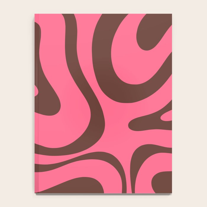 Modern Retro Liquid Swirl Abstract Pattern in Eclectic Pink and Brown Notebook Gallery Image 4