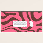 Modern Retro Liquid Swirl Abstract Pattern in Eclectic Pink and Brown Desk Mat Gallery Image 1