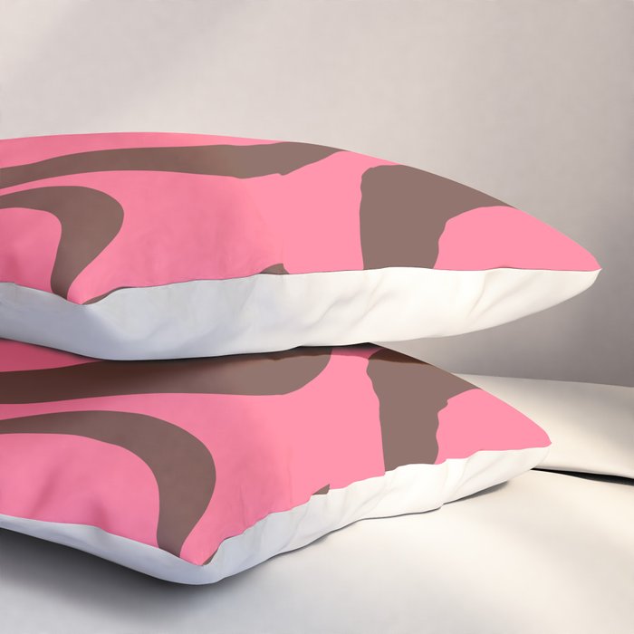 Modern Retro Liquid Swirl Abstract Pattern in Eclectic Pink and Brown Pillow Sham Gallery Image 3