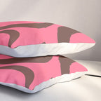 Modern Retro Liquid Swirl Abstract Pattern in Eclectic Pink and Brown Pillow Sham Gallery Image 3