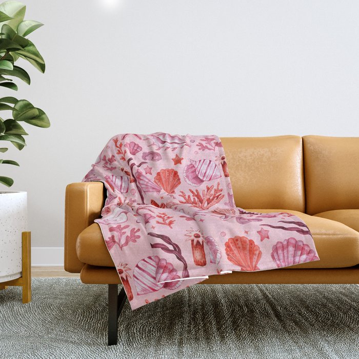 Girly Seashells Party Throw Blanket Gallery Image 1