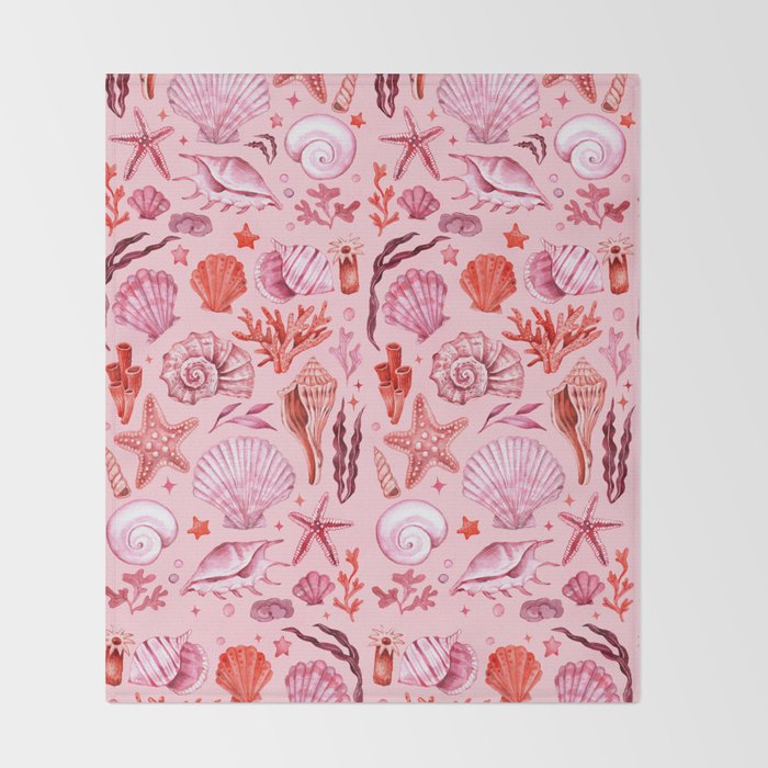 Girly Seashells Party Throw Blanket Gallery Image 2