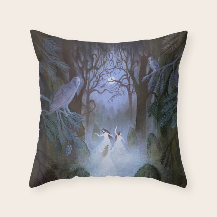 Dance of the Midnight Witches Throw Pillow Gallery Image 6
