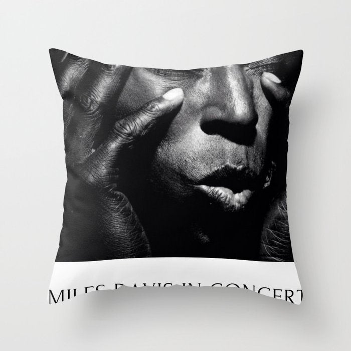 Vintage Miles Jazz in Concert Advertising Music Poster Throw Pillow Gallery Image 1