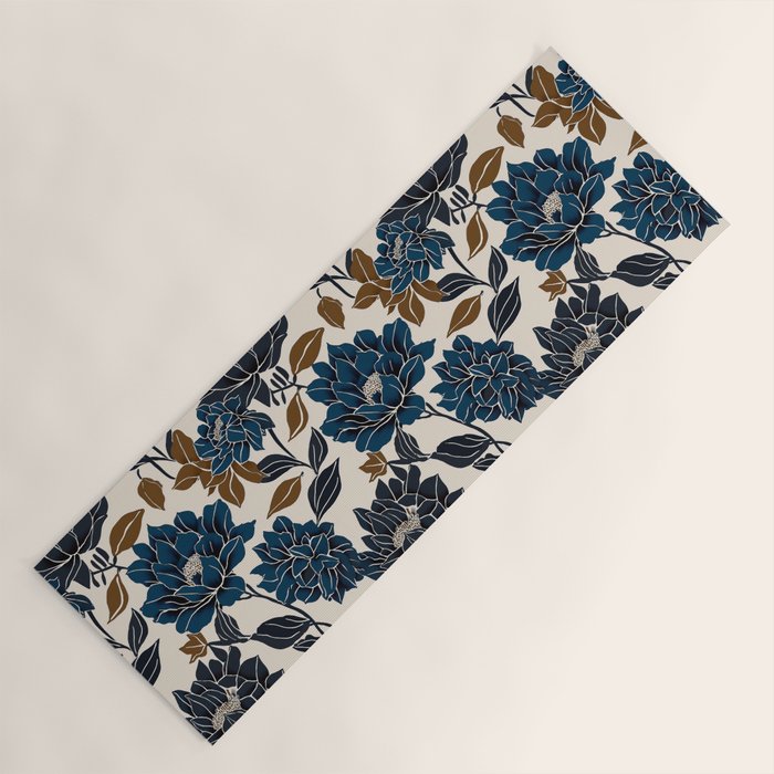 Modern Navy Floral Elegance Yoga Mat Gallery Image 1