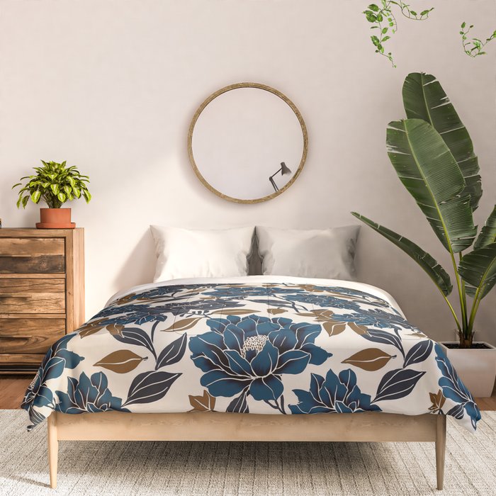 Modern Navy Floral Elegance Comforter Gallery Image 3