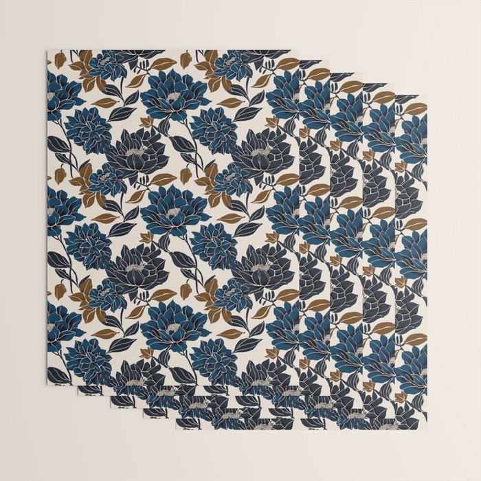 Modern Navy Floral Elegance Wrapping Paper Gallery Image 3