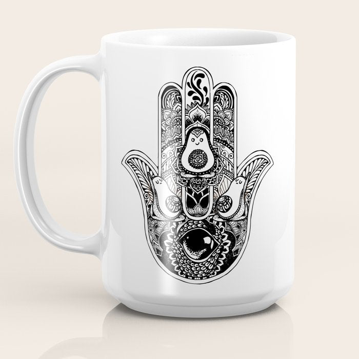 Hamsa Hand Avocado Coffee Mug Gallery Image 3