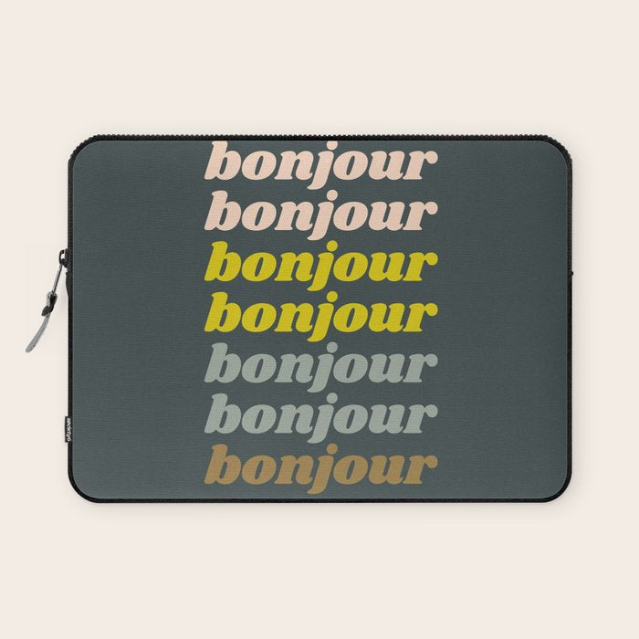 Bonjour in Pretty Pastels Laptop Sleeve Gallery Image 1