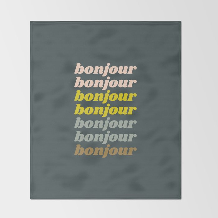 Bonjour in Pretty Pastels Throw Blanket Gallery Image 2