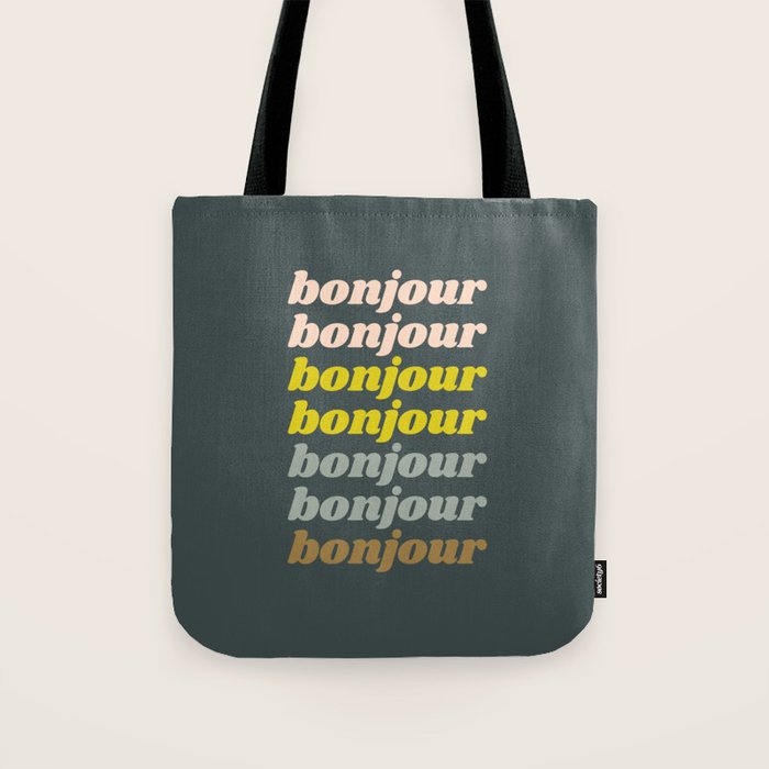 Bonjour in Pretty Pastels Tote Bag Gallery Image 1