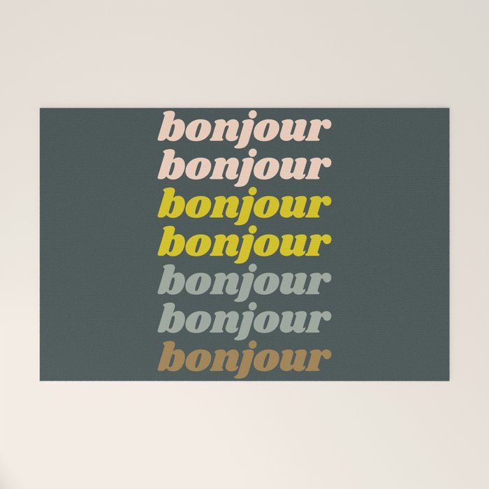 Bonjour in Pretty Pastels Welcome Mat Gallery Image 1