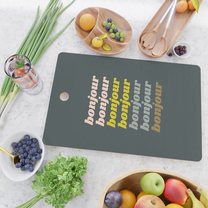 Bonjour in Pretty Pastels Cutting Board Gallery Image 2