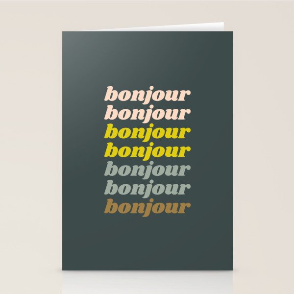 Bonjour in Pretty Pastels Stationery Card Gallery Image 2