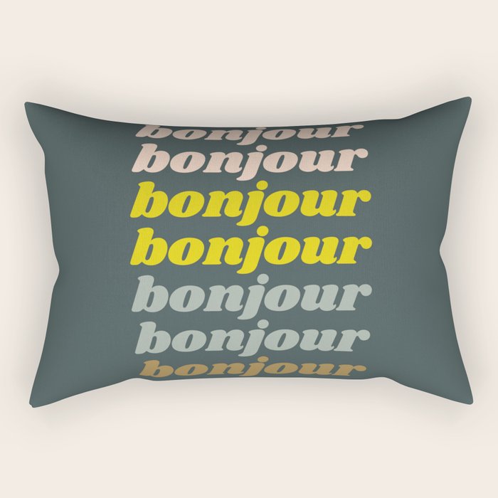 Bonjour in Pretty Pastels Rectangular Pillow Gallery Image 1